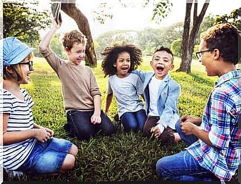 Children play coordination and reflexes all together.