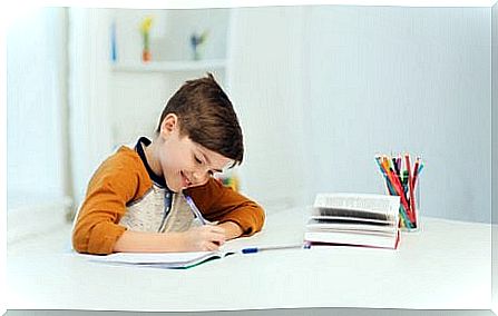 A child working in his study room