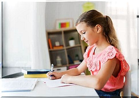 girl doing her homework