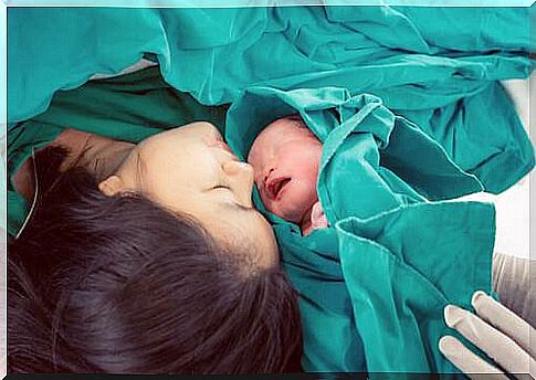 Mother meets her baby after childbirth