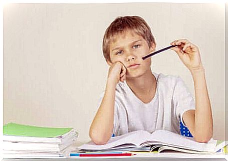 A young boy who has difficulty working. 