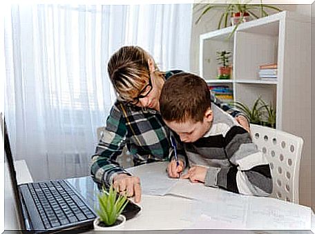 A child doing his homework.