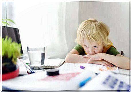 A child doing his homework.